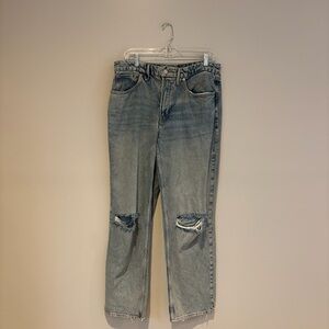 Good American Light Blue Distressed Wide Leg Denim Jeans